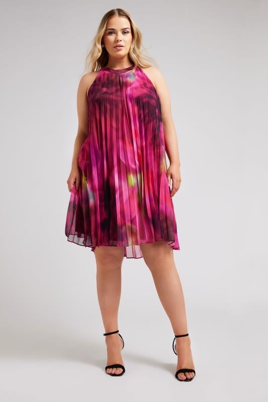 YOURS LONDON Curve Pink Floral Print Halter Neck Dress