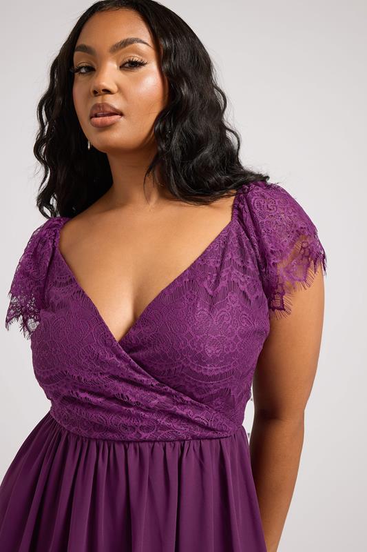 YOURS LONDON Curve Purple Lace Wrap Maxi Dress
