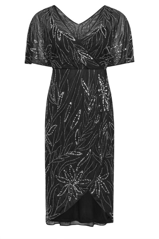 LUXE Curve Black Embellished Wrap Maxi Dress