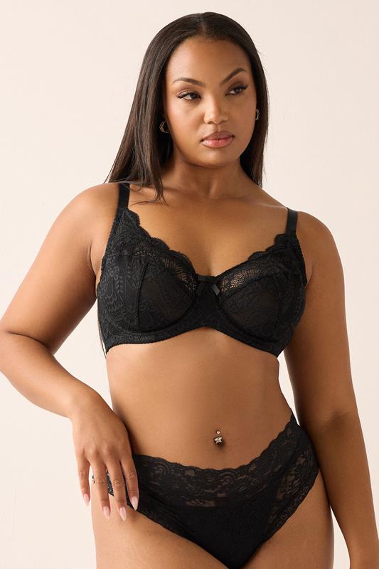 YOURS 2 PACK Curve Black & White Swirl Lace Bras