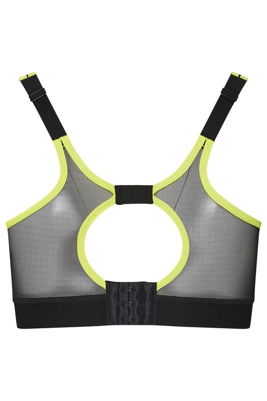 YOURS Curve Black Mesh Contrast Trim Non Padded Sports Bra