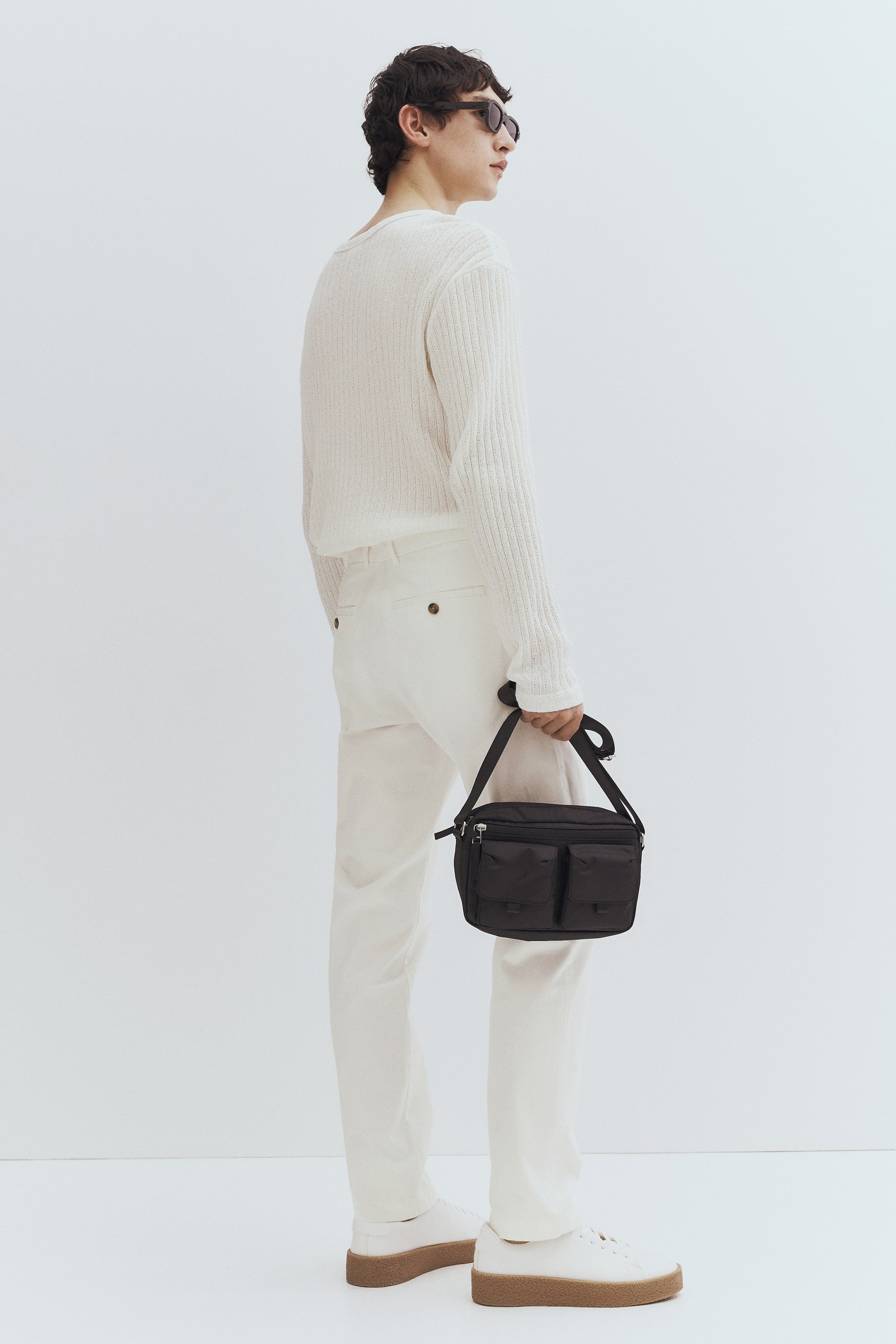 SLIM FIT COTTON CHINOS - Cream