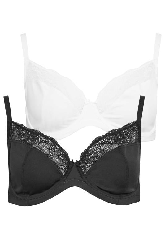 YOURS 2 PACK Black & White Non-Padded Underwired Bra