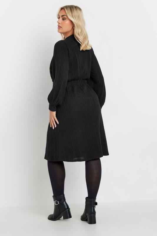 YOURS Curve Black Ribbed High Neck Midi Dress