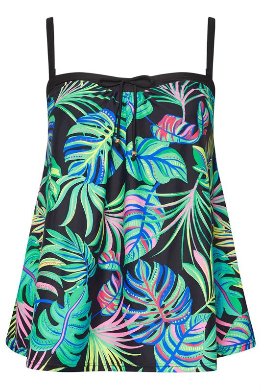 YOURS Curve Green Tropical Palm Print Tankini Top