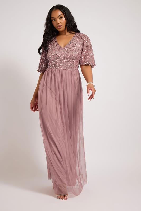 LUXE Curve Pink Embellished Maxi Dress