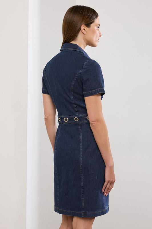 STAR Indigo Blue Denim Eyelet Mini Dress