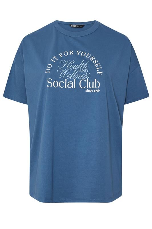 YOURS ACTIVE Curve Blue 'Health & Wellness Social Club' Top