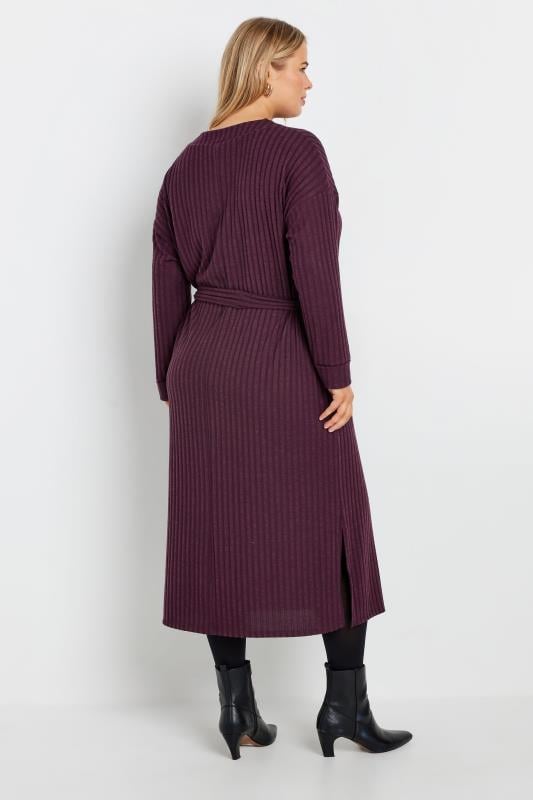 YOURS Curve Purple High Neck Knitted Midi Dress
