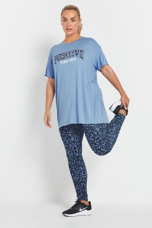 YOURS ACTIVE Curve Blue Leopard Leggings