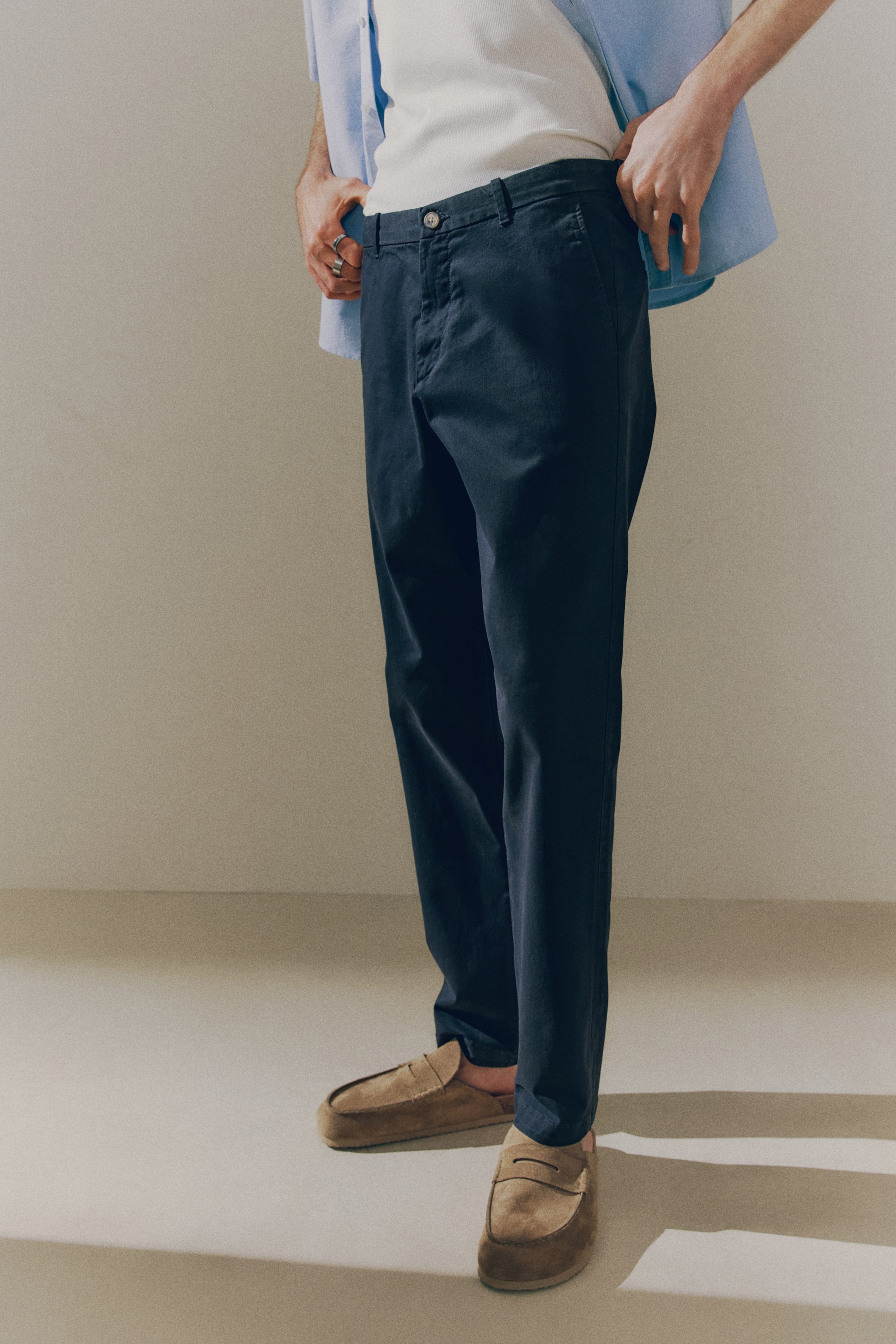 SLIM FIT COTTON CHINOS - Navy blue