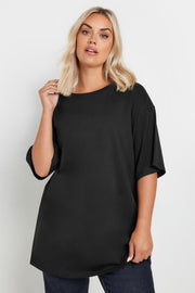 YOURS Curve Black Oversized Longline T-Shirt