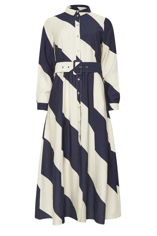 STAR White & Blue Stripe Print Shirt Dress