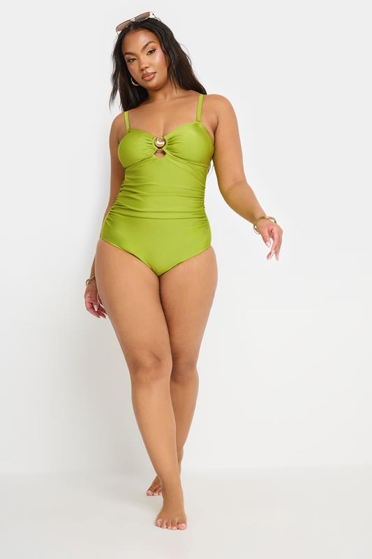 YOURS Curve Green Shell Detail Swimsuit