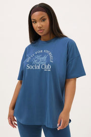 YOURS ACTIVE Curve Blue 'Health & Wellness Social Club' Top