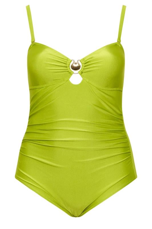 YOURS Curve Green Shell Detail Swimsuit