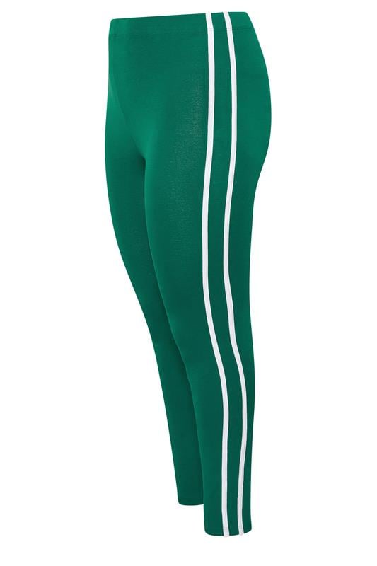 YOURS ACTIVE Curve Green Side Stripe Leggings