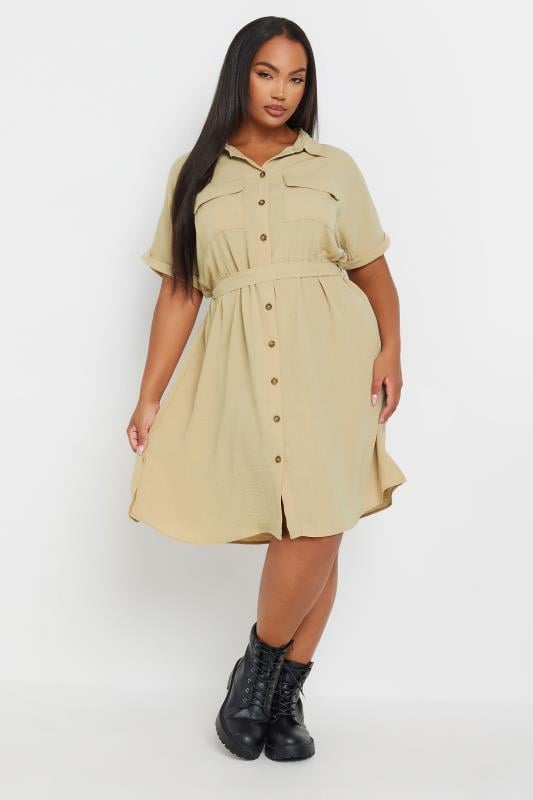 YOURS Curve Stone Brown Utility Dress