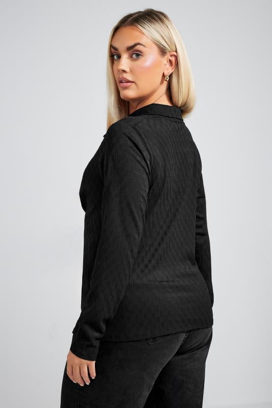 LIMITED COLLECTION Curve Black Textured Button Through Shirt