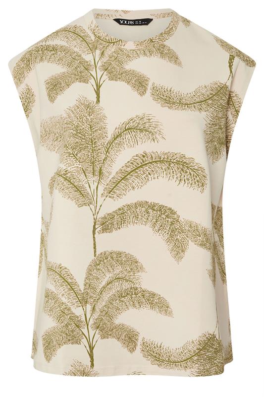 YOURS Curve Natural Brown Palm Print Boxy T-Shirt