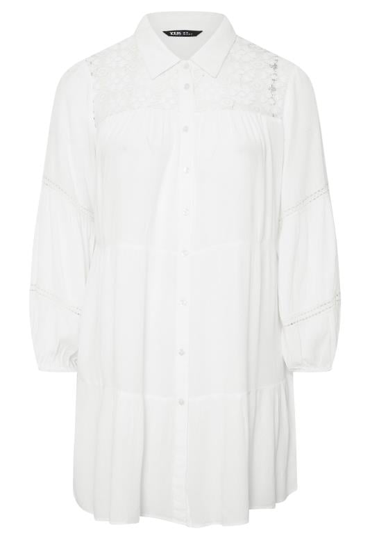 YOURS Curve White Tiered Crochet Detail Shirt
