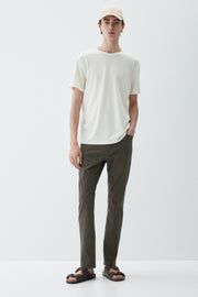 SLIM FIT COTTON TWILL TROUSERS - Khaki green