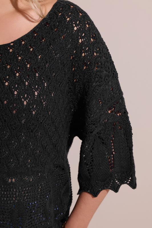 YOURS Curve Black Crochet Tunic Top