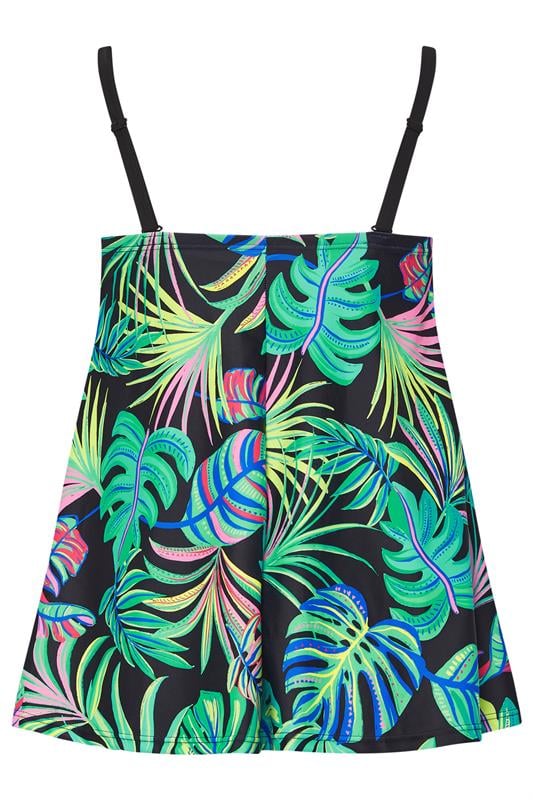 YOURS Curve Green Tropical Palm Print Tankini Top