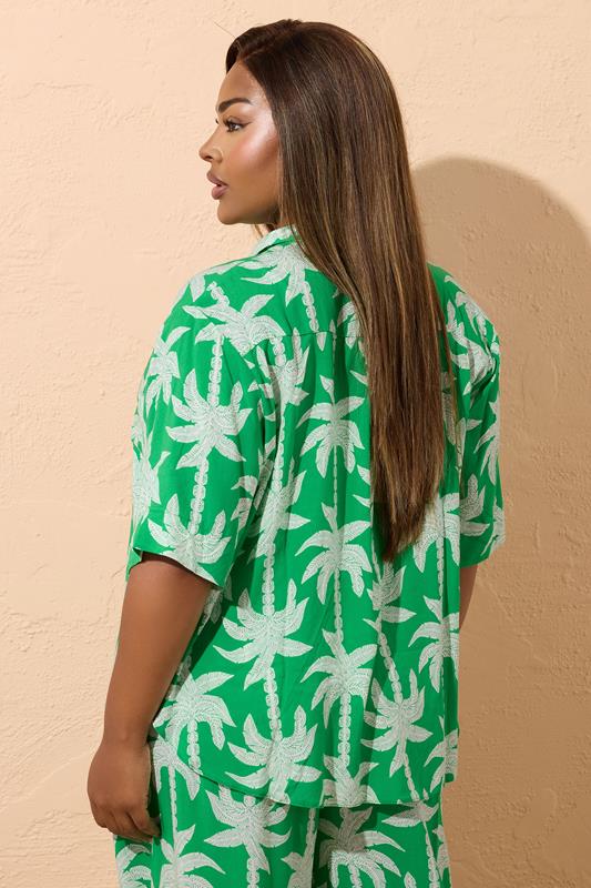 YOURS Curve Green Tropical Palm Print Shirt