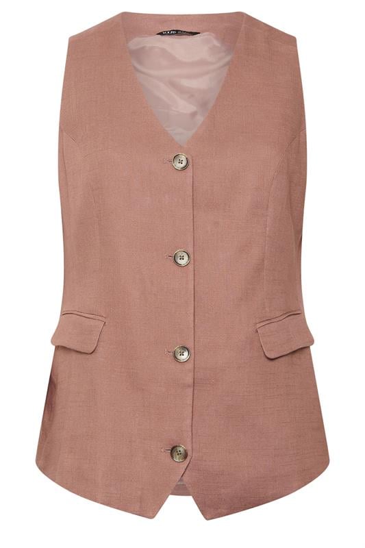 YOURS Curve Dusky Pink Linen Waistcoat