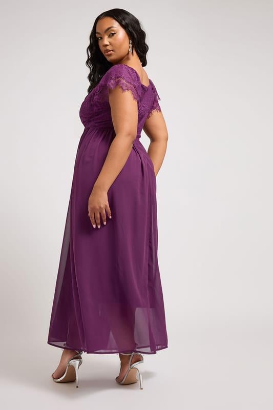 YOURS LONDON Curve Purple Lace Wrap Maxi Dress