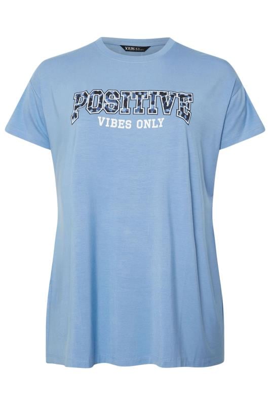 YOURS ACTIVE Curve Light Blue 'Positive Vibes Only' Top
