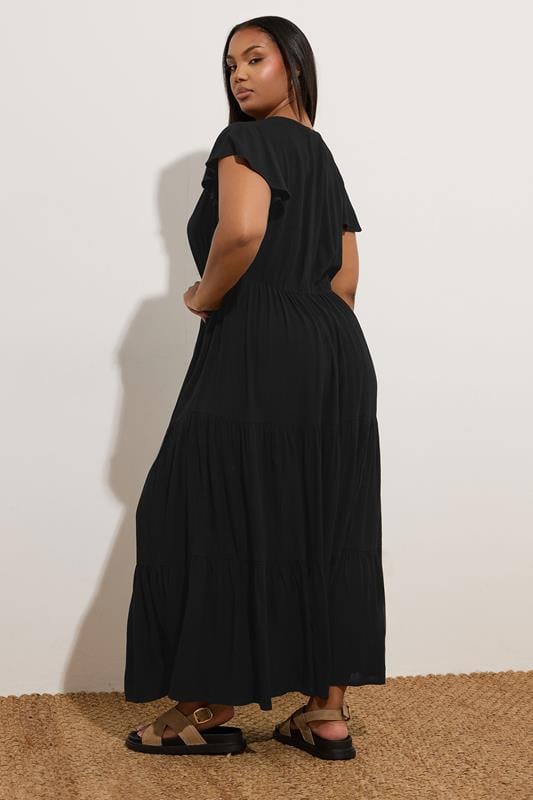 YOURS Curve Black Crinkle Thrown On Maxi Dress