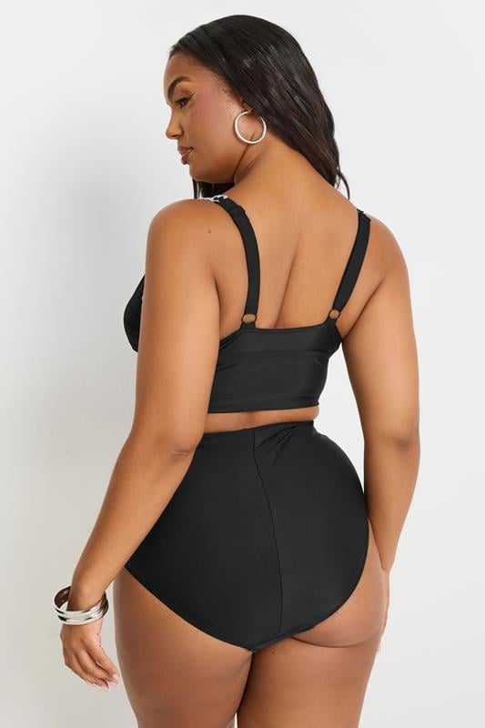 YOURS Curve Black Stitched Plunge Bikini Top