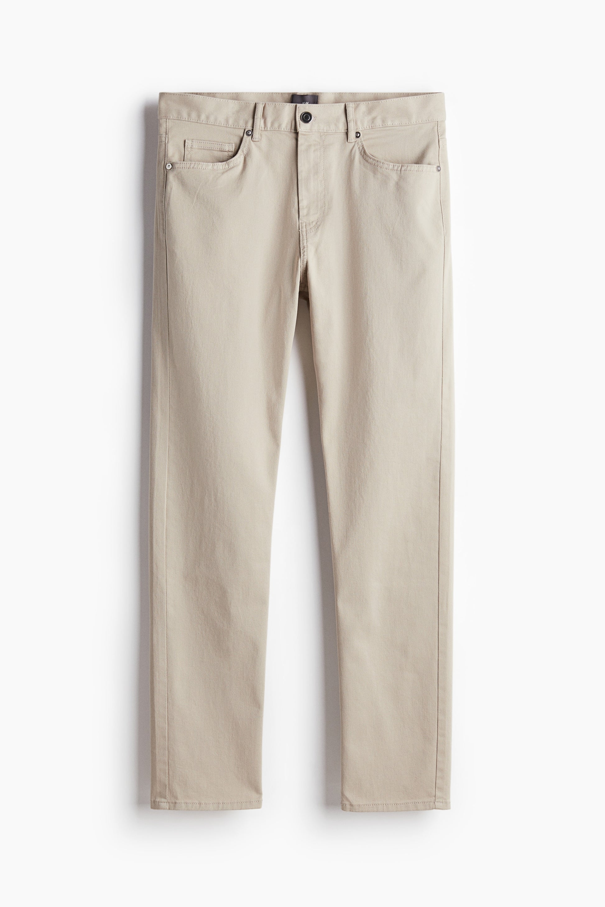 SLIM FIT COTTON TWILL TROUSERS - Light beige