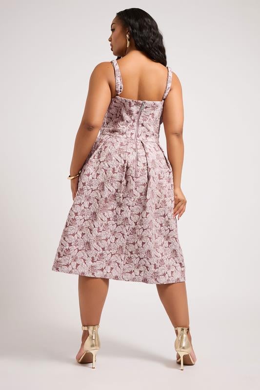 YOURS LONDON Curve Pink Floral Jacquard Sweetheart Prom Dress