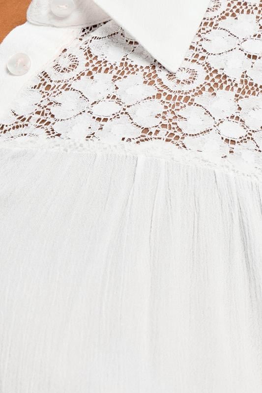 YOURS Curve White Tiered Crochet Detail Shirt