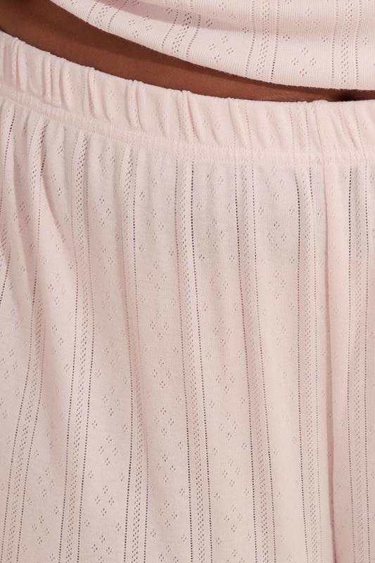 YOURS Curve Pink Pointelle Wide Leg Pyjama Set