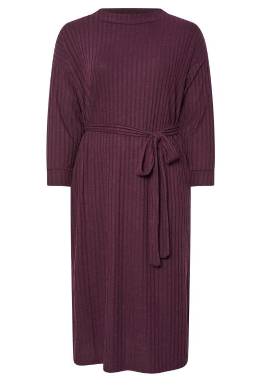 YOURS Curve Purple High Neck Knitted Midi Dress