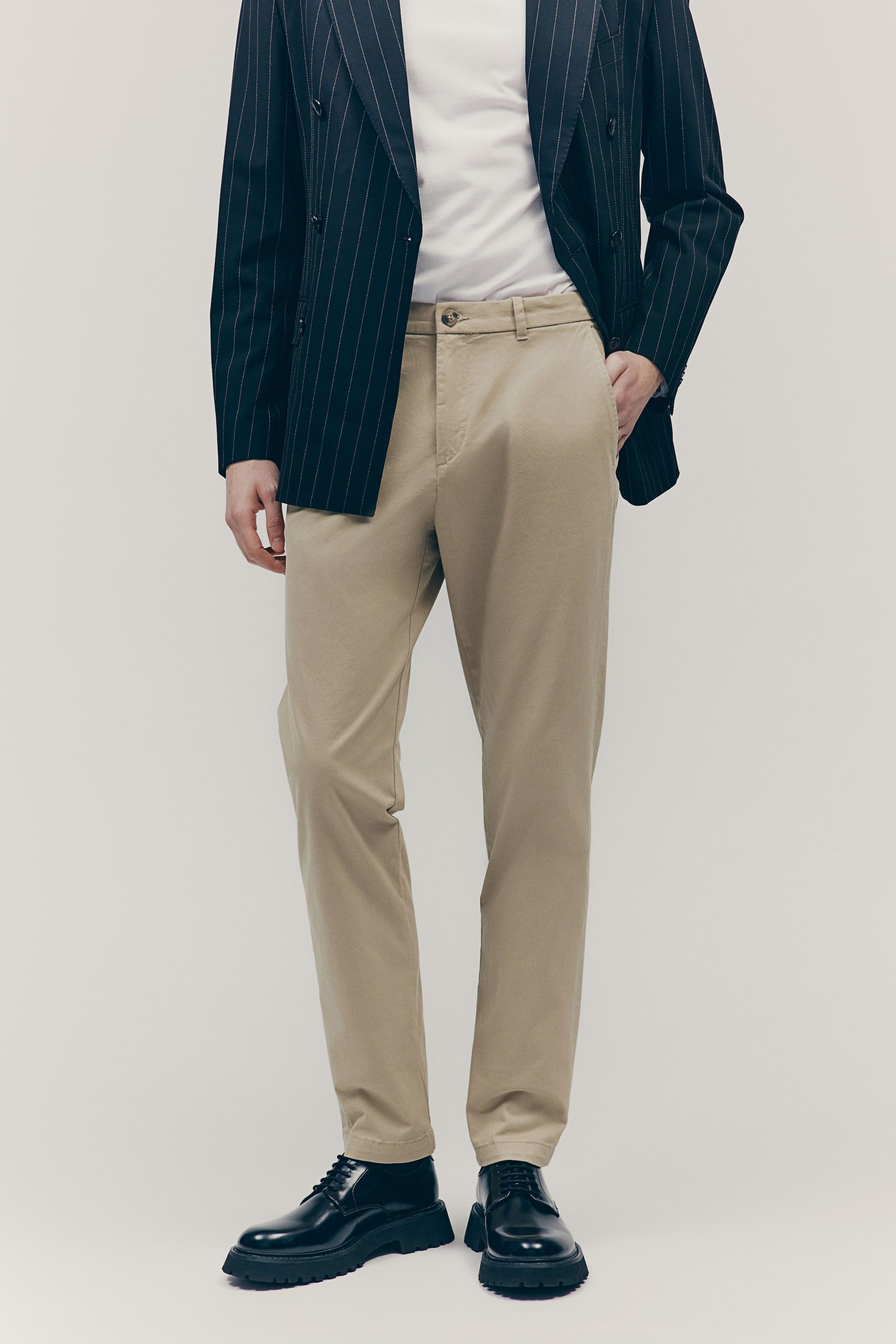 SLIM FIT COTTON CHINOS - Beige
