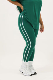 YOURS ACTIVE Curve Green Side Stripe Leggings