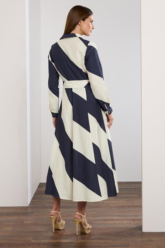 STAR White & Blue Stripe Print Shirt Dress