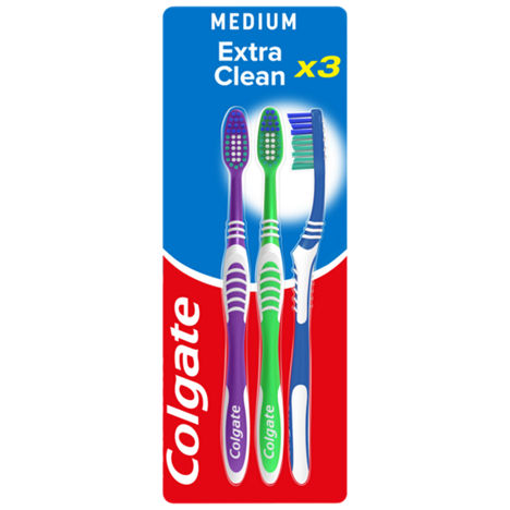 Colgate Extra Clean Medium Manual Toothbrush x3