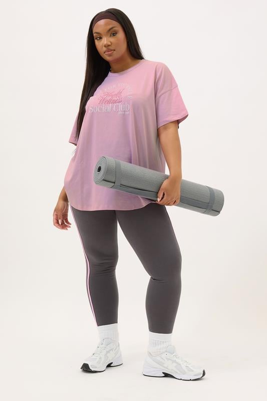 YOURS ACTIVE Curve Pink 'Health & Wellness Social Club' Top