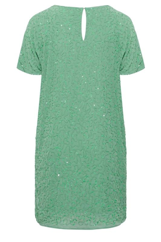 LUXE Curve Green Sequin Hand Embellished Cape Dress