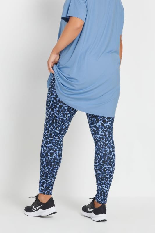 YOURS ACTIVE Curve Blue Leopard Leggings
