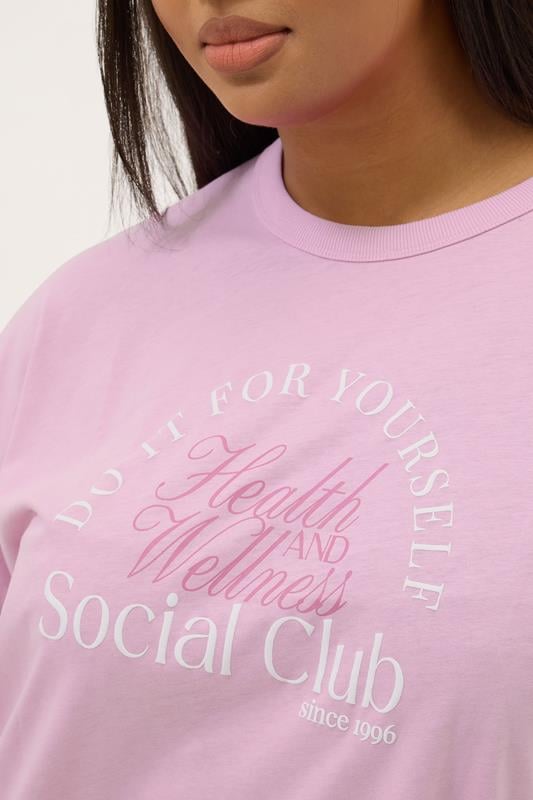 YOURS ACTIVE Curve Pink 'Health & Wellness Social Club' Top