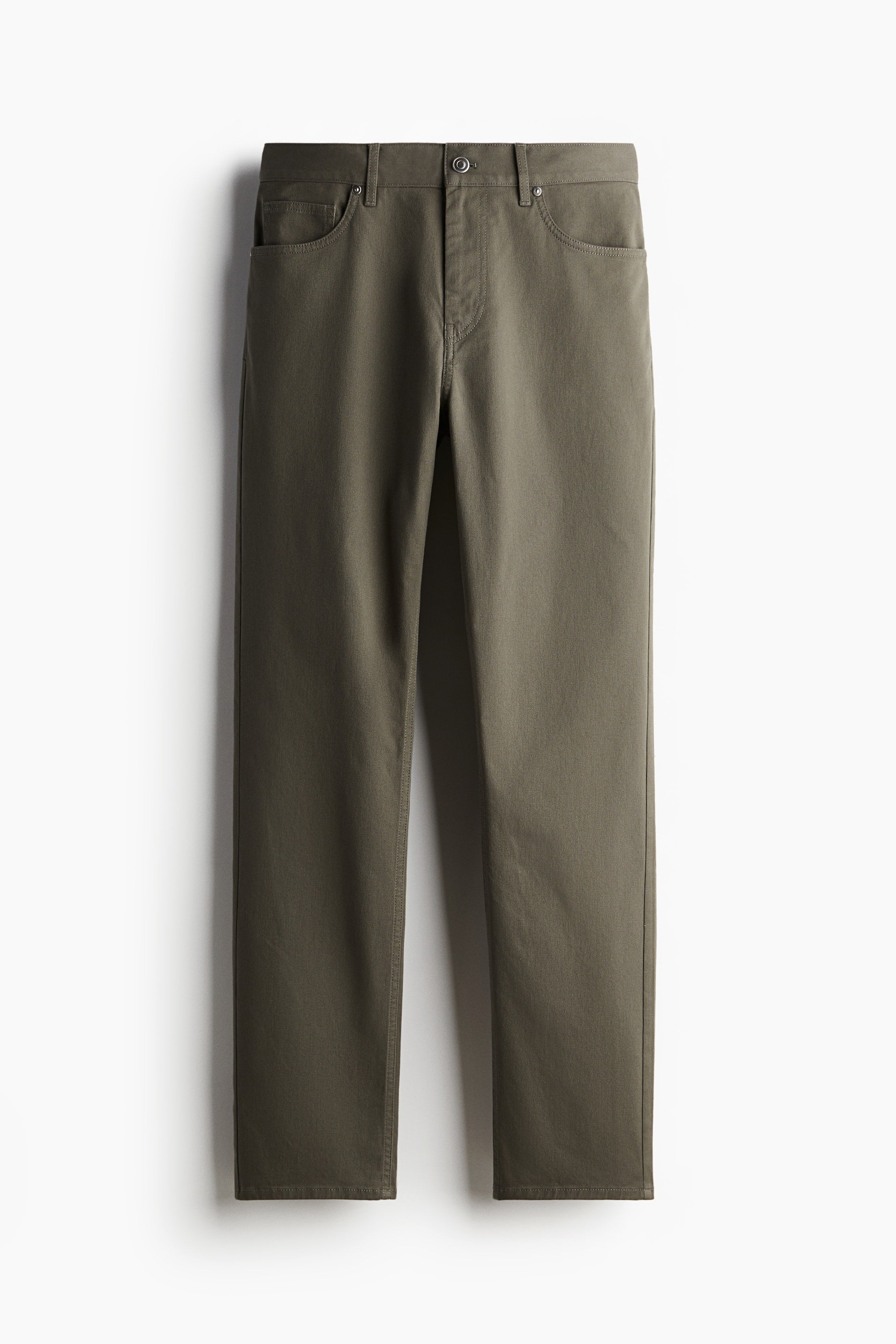 SLIM FIT COTTON TWILL TROUSERS - Khaki green
