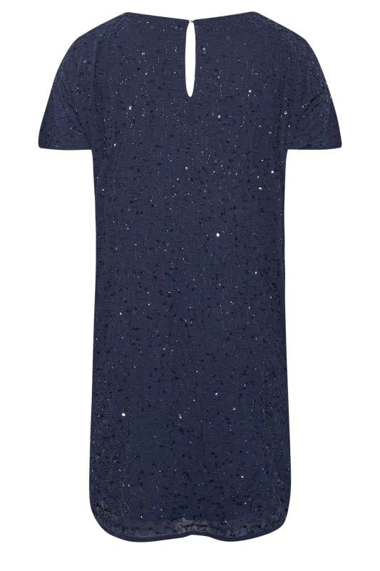 LUXE Curve Blue Sequin Hand Embellished Cape Dress