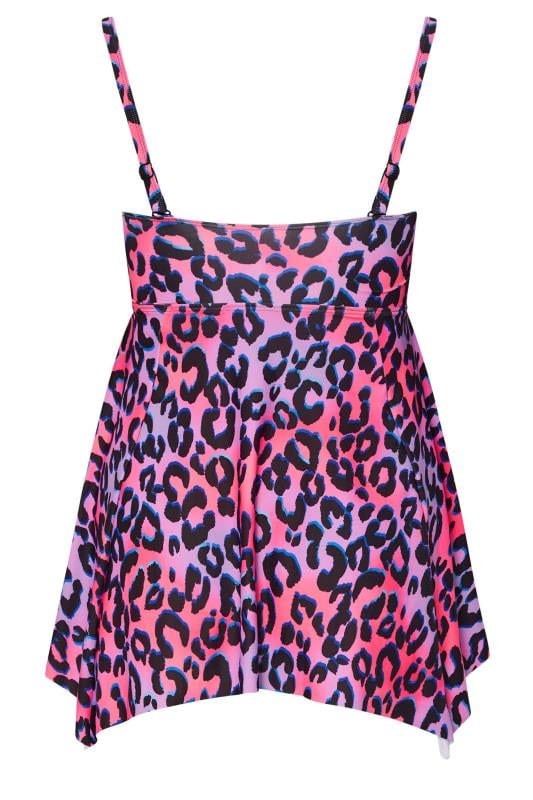 YOURS Curve Pink Leopard Print Tankini Top